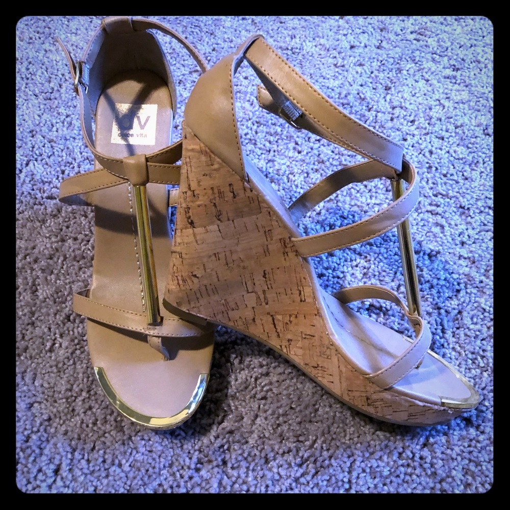 DV dolce Vita cork t-strap wedges